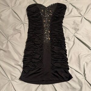 Nikibiki Black Strapless Beaded Dress